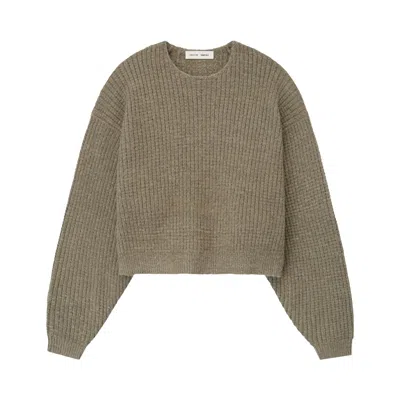 Pre-owned Essentials Fear Of God  Heavy Waffle Crewneck 90's Sweater 'homestead Heather' | Grey | Women's Size