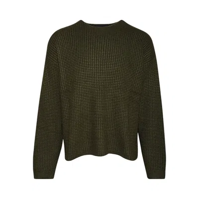 Pre-owned Essentials Fear Of God  Heavy Waffle Crewneck Sweater 'military' | Green | Men's Size S