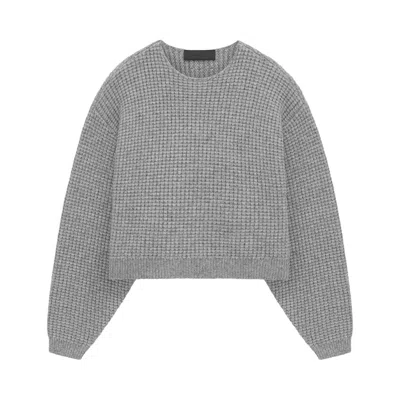 Pre-owned Essentials Fear Of God  Heavy Waffle Cropped Crewneck 'dark Heather' | Grey | Women's Size M In Gray