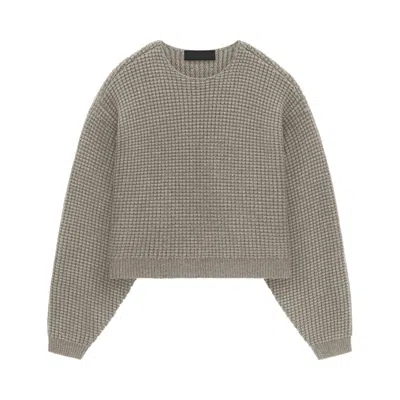 Pre-owned Essentials Fear Of God  Heavy Waffle Cropped Sweater 'heather Grey' | Women's Size Xl In Gray
