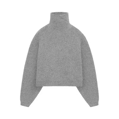 Pre-owned Essentials Fear Of God  Heavy Waffle Cropped Turtleneck 'dark Heather' | Grey | Women's Size S In Gray