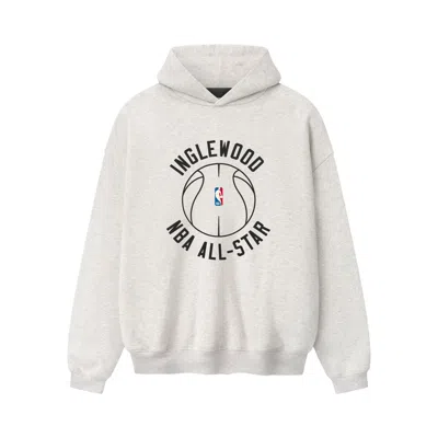Pre-owned Essentials Fear Of God  Inglewood X All Star Weekend '26 90s Hoodie 'oatmeal Heather' | Cream | Men's In White