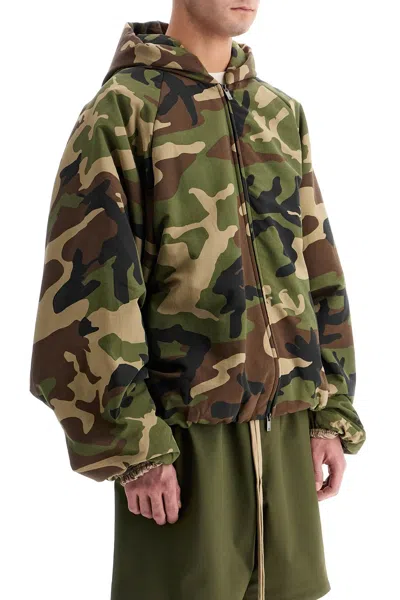 Essentials Fear Of God  Camouflage Printed Jacket In Green