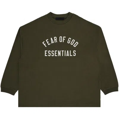Pre-owned Essentials Fear Of God  Jersey Long-sleeve Tee 'military' In Green