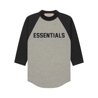Pre-owned Essentials Fear Of God  Kids 3/4 Sleeve Baseball Tee 'dark Oatmeal' | Multi-color | Kid's Size 14.5 In Multicolor
