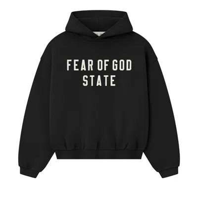 Pre-owned Essentials Fear Of God  Kids 90's Fit Fleece Hoodie 'jet Black' | Kid's Size 8