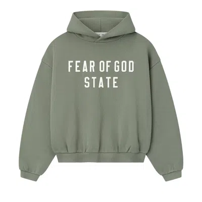 Pre-owned Essentials Fear Of God  Kids 90's Fit Fleece Hoodie 'moss' | Green | Kid's Size 10