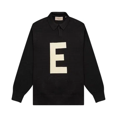 Pre-owned Essentials Fear Of God  Kids Big E Knit Polo 'iron' | Black | Kid's Size -4.5