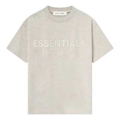 Essentials Fear Of God  Kids Classic Crewneck T-shirt 'heather Stone' In Neutral