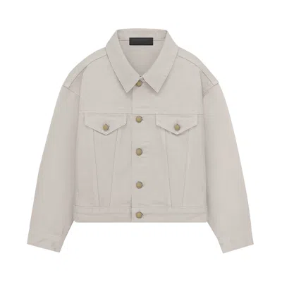 Pre-owned Essentials Fear Of God  Kids Denim Jacket 'silver Cloud' | Grey | Kid's Size -6.5