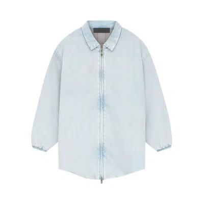 Pre-owned Essentials Fear Of God  Kids Filled Shirt Jacket 'light Washed Denim' | Blue | Kid's Size -4.5