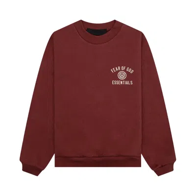 Pre-owned Essentials Fear Of God  Kids Fleece Crewneck 'crimson' | Red | Kid's Size 14.5