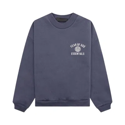 Pre-owned Essentials Fear Of God  Kids Fleece Crewneck 'marine' | Blue | Kid's Size 14.5