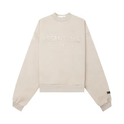 Pre-owned Essentials Fear Of God  Kids Fleece Crewneck 'timber' | Grey | Kid's Size 8