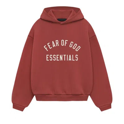 Pre-owned Essentials Fear Of God  Kids Fleece Hoodie 'crimson' | Red | Kid's Size 12