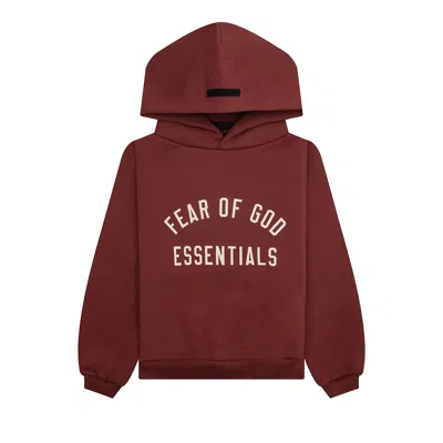 Pre-owned Essentials Fear Of God  Kids Fleece Hoodie 'crimson' | Red | Kid's Size 8