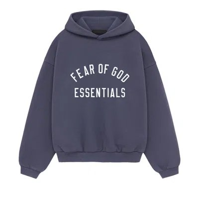 Pre-owned Essentials Fear Of God  Kids Fleece Hoodie 'marine' | Blue | Kid's Size 8