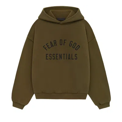 Pre-owned Essentials Fear Of God  Kids Fleece Hoodie 'olive' | Green | Kid's Size -6.5