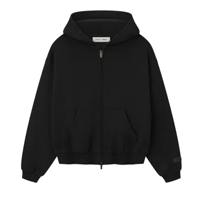 Pre-owned Essentials Fear Of God  Kids Fleece Hoodie Zip Up 'jet Black' | Kid's Size -6.5
