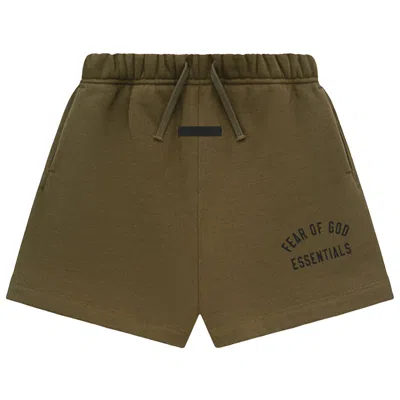 Pre-owned Essentials Fear Of God  Kids Fleece Soccer Short 'olive' | Green | Kid's Size 14.5