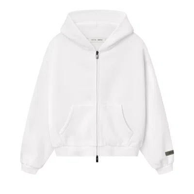Pre-owned Essentials Fear Of God  Kids Fleece Zip-up Hoodie 'cloud White' | Kid's Size 8