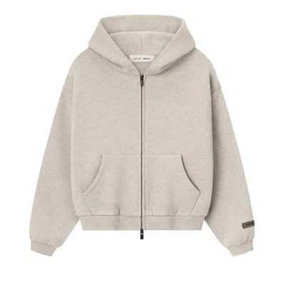 Pre-owned Essentials Fear Of God  Kids Fleece Zip-up Hoodie 'heather Stone' | Grey | Kid's Size -6.5