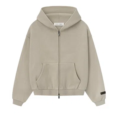 Pre-owned Essentials Fear Of God  Kids Fleece Zip-up Hoodie 'timber' | Tan | Kid's Size -6.5
