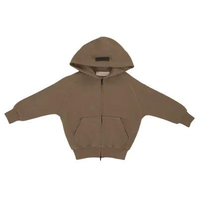Pre-owned Essentials Fear Of God  Kids Fullzip Hoodie 'wood' | Brown | Kid's Size 8