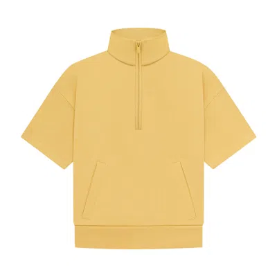 Pre-owned Essentials Fear Of God  Kids Half Zip French Terry Mockneck 'light Tuscan' | Yellow | Kid's Size 12