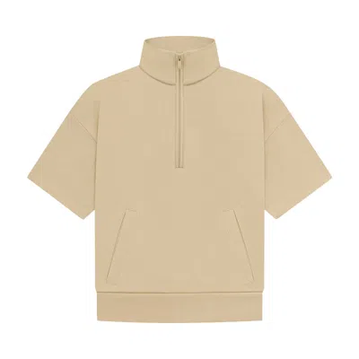 Pre-owned Essentials Fear Of God  Kids Half Zip French Terry Mockneck 'sand' | Tan | Kid's Size -4.5