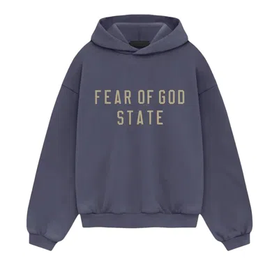 Pre-owned Essentials Fear Of God  Kids Heavy Fleece Hoodie 'marine' | Blue | Kid's Size 8