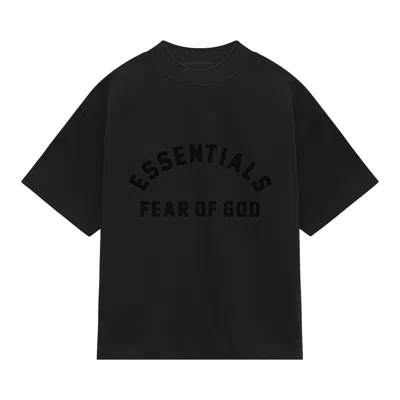 Pre-owned Essentials Fear Of God  Kids Heavy Jersey Crewneck T-shirt 'jet Black' | Kid's Size 12