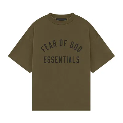 Pre-owned Essentials Fear Of God  Kids Jersey Crewneck Tee 'olive' | Green | Kid's Size 10