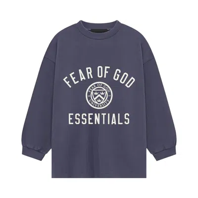 Pre-owned Essentials Fear Of God  Kids Jersey Long-sleeve Tee 'marine' | Blue | Kid's Size 14.5