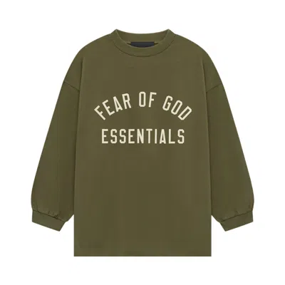 Pre-owned Essentials Fear Of God  Kids Jersey Long-sleeve Tee 'military' | Green | Kid's Size 10