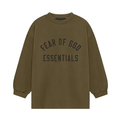 Pre-owned Essentials Fear Of God  Kids Jersey Long-sleeve Tee 'olive' | Green | Kid's Size 10