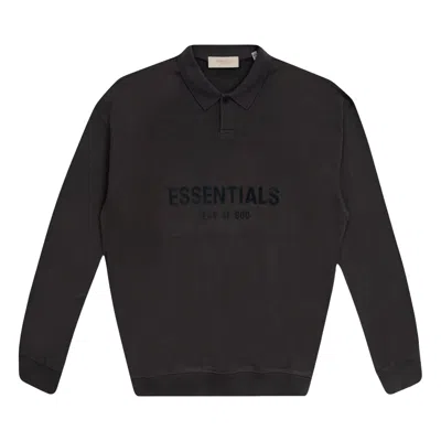 Pre-owned Essentials Fear Of God  Kids Long-sleeve Polo 'iron' | Black | Kid's Size 8
