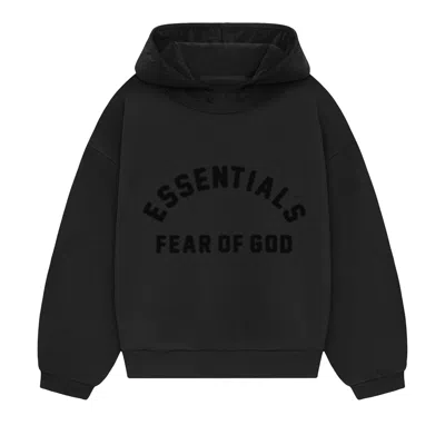 Pre-owned Essentials Fear Of God  Kids Nylon Fleece Hoodie 'jet Black/jet Black' | Kid's Size -6.5