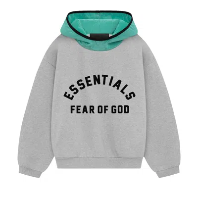 Pre-owned Essentials Fear Of God  Kids Nylon Fleece Hoodie 'light Heather Grey/mint Leaf' | Kid's Size -6.5