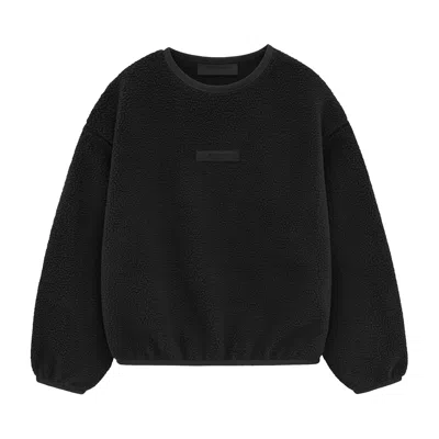 Pre-owned Essentials Fear Of God  Kids Polar Fleece Crewneck 'jet Black' | Kid's Size 14.5