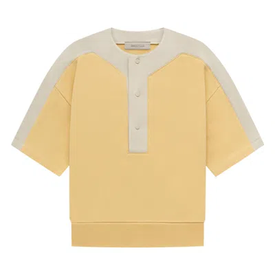 Pre-owned Essentials Fear Of God  Kids Terry Baseball Henley 'light Tuscan' | Yellow | Kid's Size 10