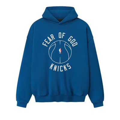 Pre-owned Essentials Fear Of God  Knicks X Barkley Hendricks 90s Hoodie 'faded Blue' | Men's Size Xl