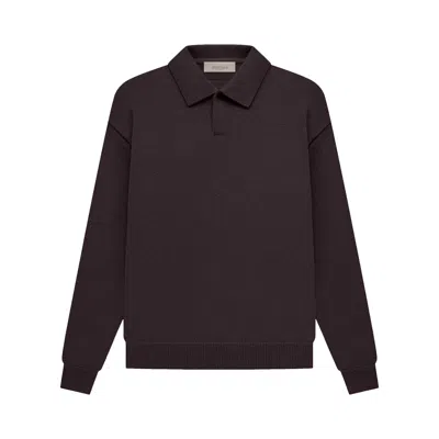 Pre-owned Essentials Fear Of God  Knit Long-sleeve Polo 'plum' In Brown
