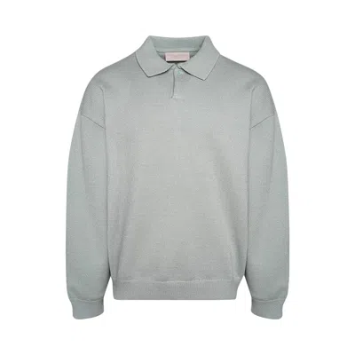 Pre-owned Essentials Fear Of God  Knit Long-sleeve Polo 'sycamore' In Green