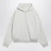 Essentials Fear Of God  Light Grey Mélange Cotton Fleece Zipup Sweatshirt In White