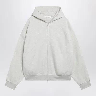 Essentials Fear Of God  Light Grey Mélange Cotton Fleece Zipup Sweatshirt In White
