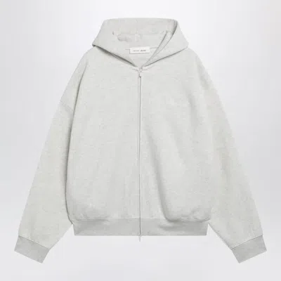Essentials Fear Of God  Light Grey Mélange Cotton Fleece Zipup Sweatshirt In White