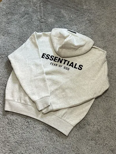Pre-owned Essentials Fear Of God  Light Oatmeal Hoodie Ss22 In Gray