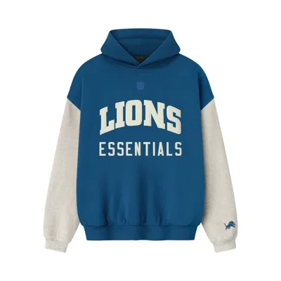 Pre-owned Essentials Fear Of God  Lions Sport Hoodie 'blue Sapphire/ Heather Stone' | Men's Size L