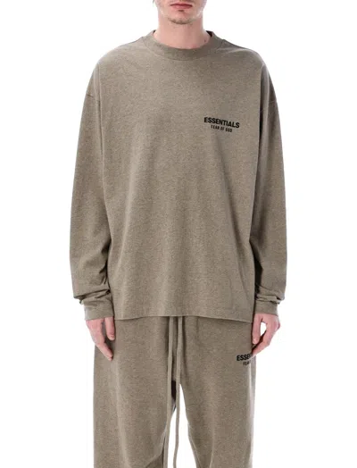 Essentials Fear Of God  Logo Detailed Crewneck Sweatshirt In 褐色
